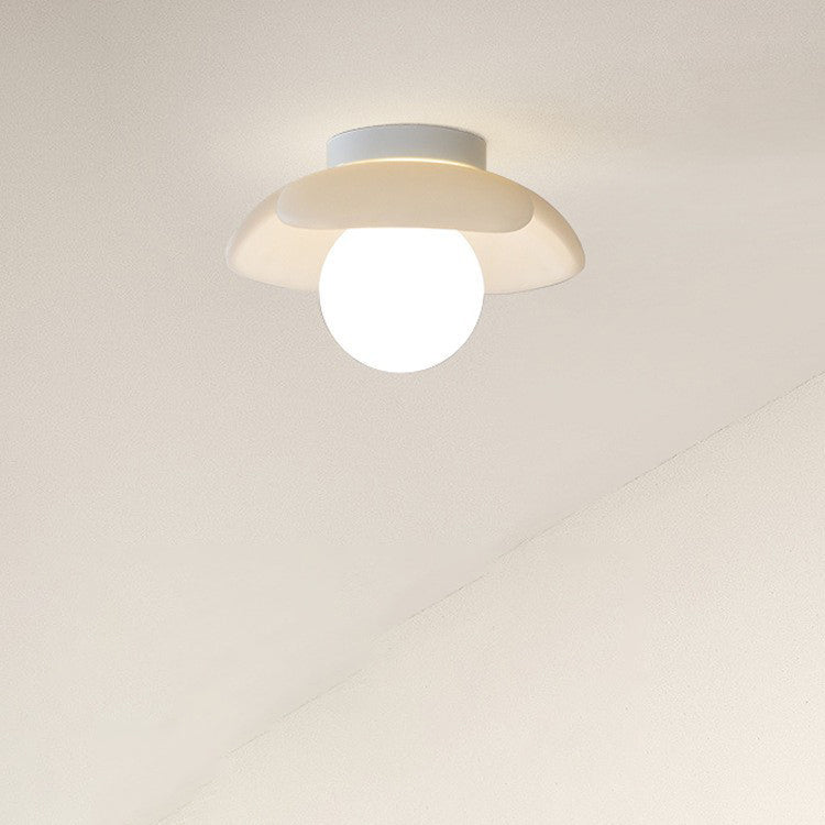 Modern Minimalist Flower Globe Iron Resin 1-Light Semi-Flush Mount Ceiling Light For Living Room