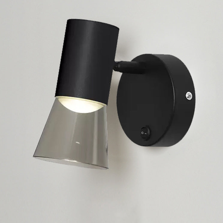 Modern Minimalist Round Cone Horn Shape Aluminum Acrylic 1-Light Wall Sconce Lamp For Bedroom