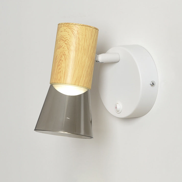 Modern Minimalist Round Cone Horn Shape Aluminum Acrylic 1-Light Wall Sconce Lamp For Bedroom
