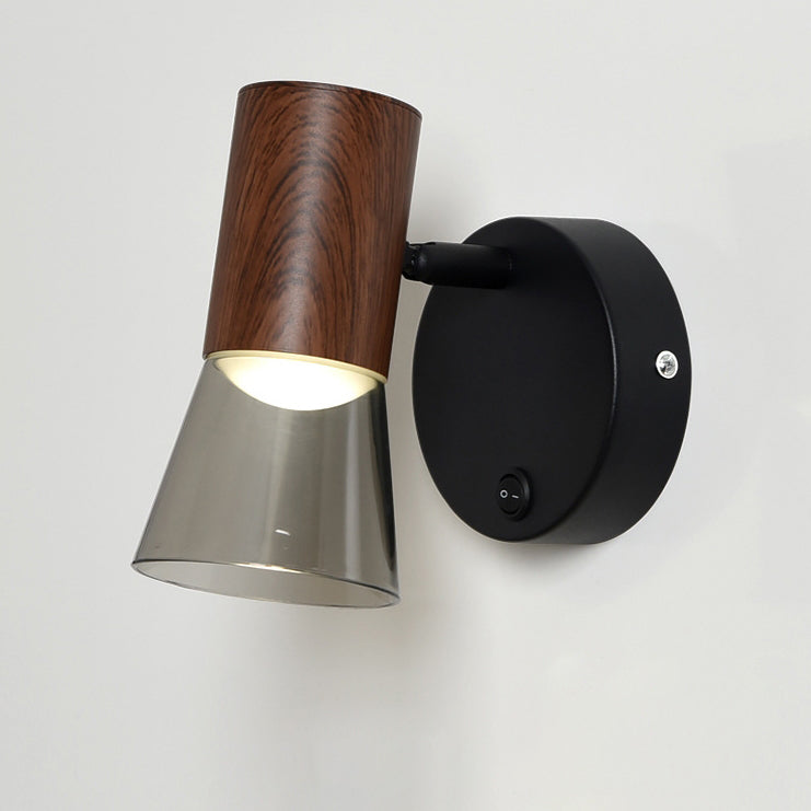 Modern Minimalist Round Cone Horn Shape Aluminum Acrylic 1-Light Wall Sconce Lamp For Bedroom