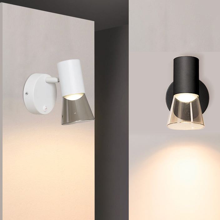 Modern Minimalist Round Cone Horn Shape Aluminum Acrylic 1-Light Wall Sconce Lamp For Bedroom