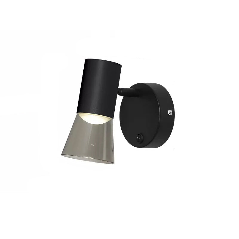 Modern Minimalist Round Cone Horn Shape Aluminum Acrylic 1-Light Wall Sconce Lamp For Bedroom
