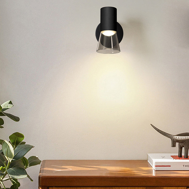 Modern Minimalist Round Cone Horn Shape Aluminum Acrylic 1-Light Wall Sconce Lamp For Bedroom