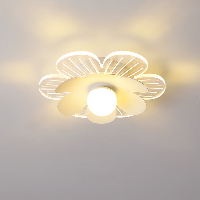 Modern Minimalist Suzuran Iron Frame Acrylic Shade LED Semi-Flush Mount Ceiling Light For Living Room
