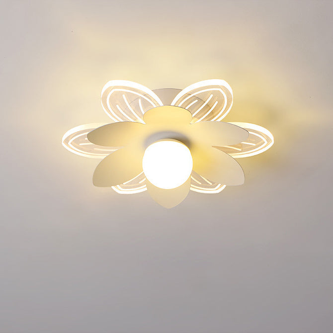 Modern Minimalist Suzuran Iron Frame Acrylic Shade LED Semi-Flush Mount Ceiling Light For Living Room