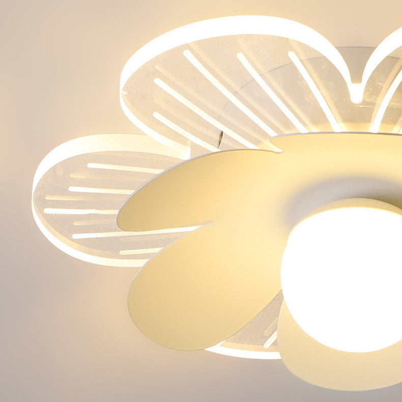 Modern Minimalist Suzuran Iron Frame Acrylic Shade LED Semi-Flush Mount Ceiling Light For Living Room