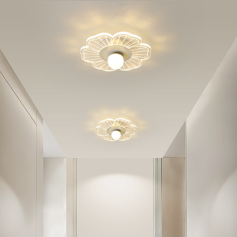 Modern Minimalist Suzuran Iron Frame Acrylic Shade LED Semi-Flush Mount Ceiling Light For Living Room