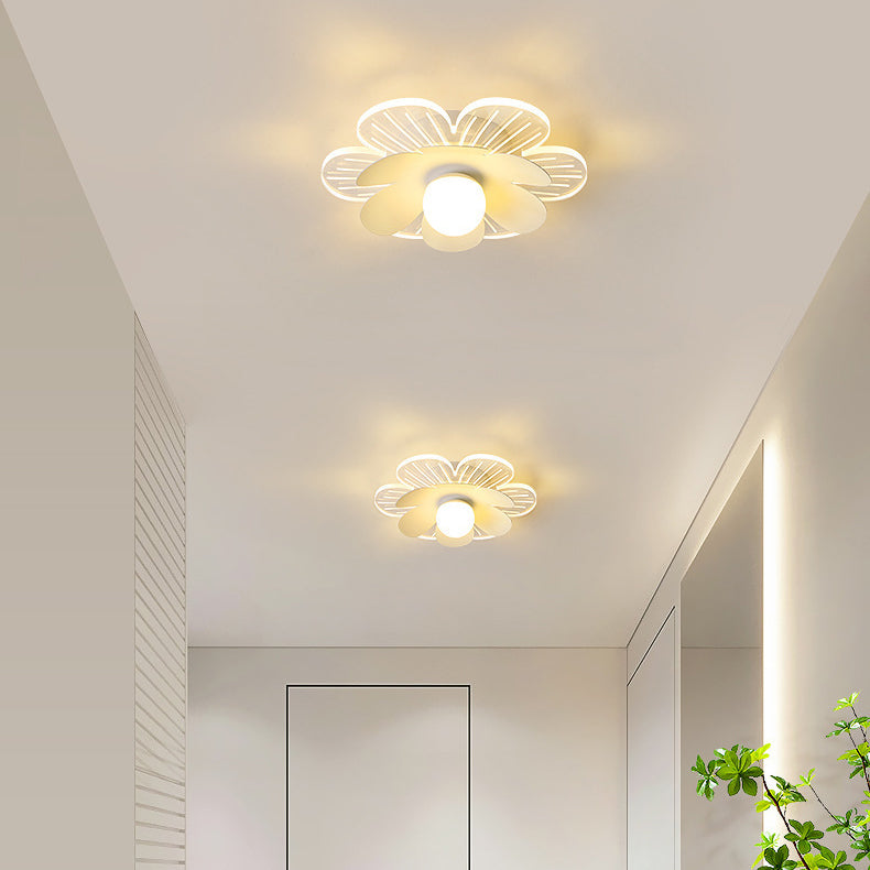 Modern Minimalist Suzuran Iron Frame Acrylic Shade LED Semi-Flush Mount Ceiling Light For Living Room