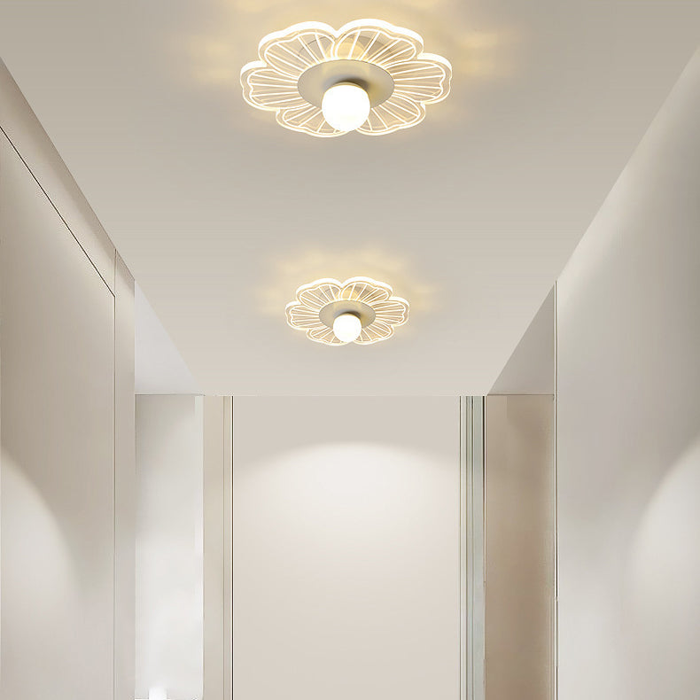 Modern Minimalist Suzuran Iron Frame Acrylic Shade LED Semi-Flush Mount Ceiling Light For Living Room