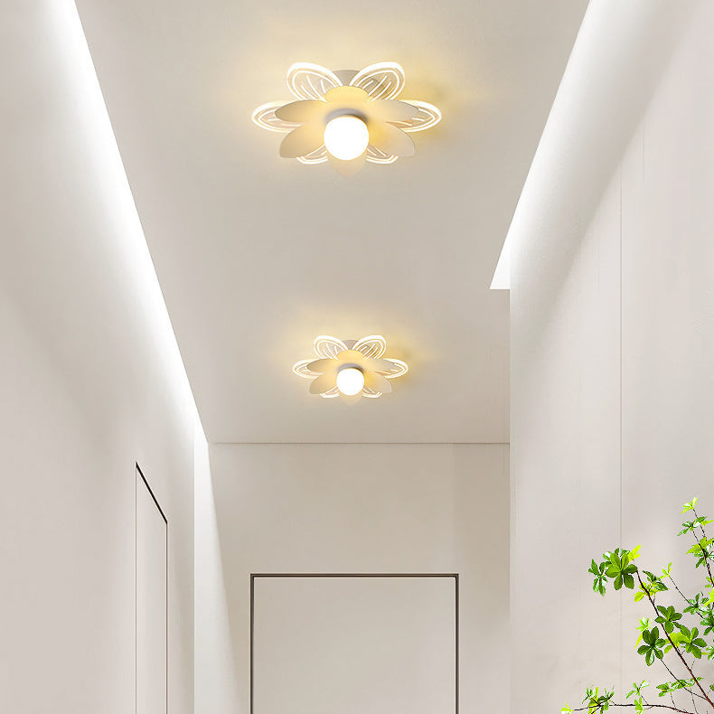 Modern Minimalist Suzuran Iron Frame Acrylic Shade LED Semi-Flush Mount Ceiling Light For Living Room