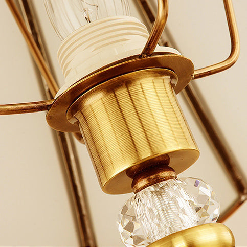 Traditional European Round Lace Copper Glass 1-Light Table Lamp For Bedroom
