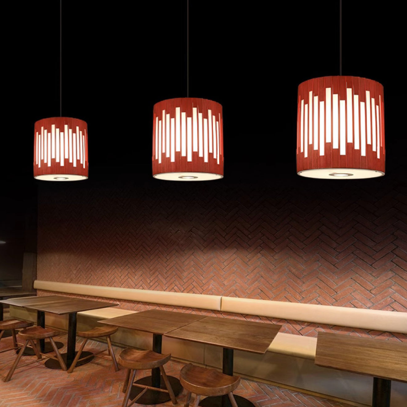 Traditional Chinese Cylinder Bamboo Woven 1-Light Pendant Light For Dining Room