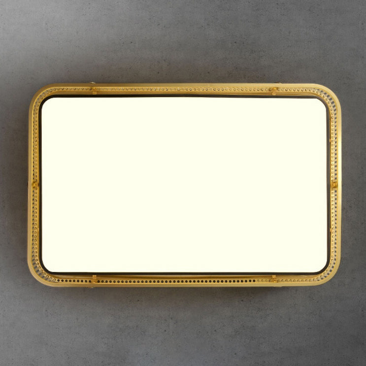 Traditional Chinese Round Square Rectangle Copper Iron Glass Acrylic LED Flush Mount Ceiling Light For Living Room