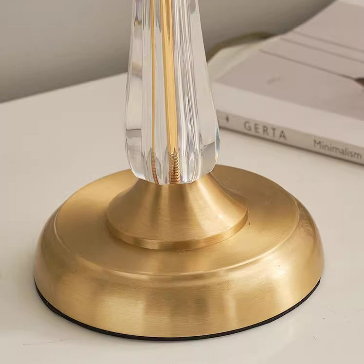Traditional European Round Domed Lace Full Copper Acrylic 1-Light Table Lamp For Bedroom