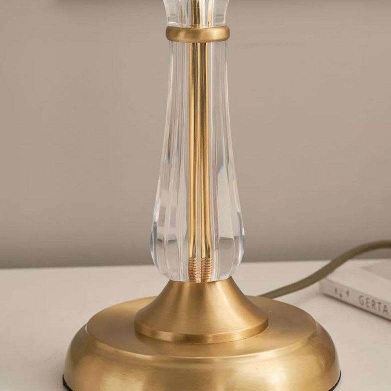 Traditional European Round Domed Lace Full Copper Acrylic 1-Light Table Lamp For Bedroom
