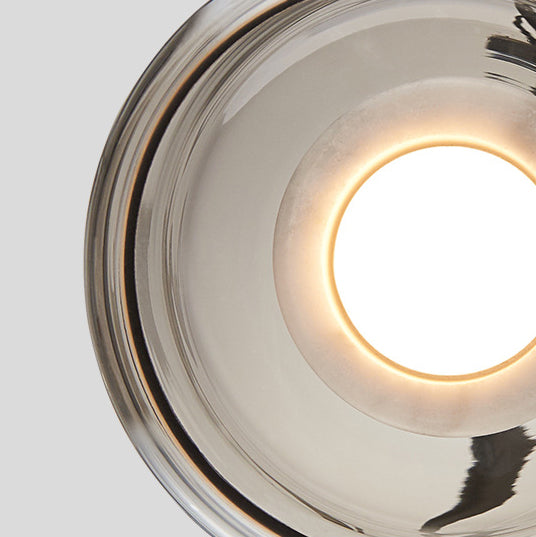 Contemporary Nordic Round Cylinder Marble Glass Shade 1-Light Pendant Light For Living Room