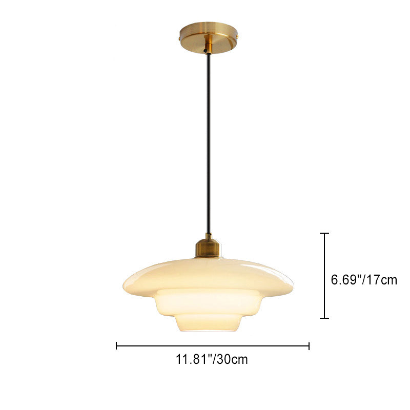 Contemporary Industrial Round Disc Half Dome Iron Glass Shade 1-Light Pendant Light For Living Room