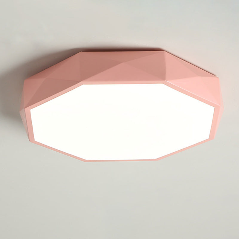 Modern Minimalist Kids Diamond Shape Iron Acrylic Shade LED Flush Mount Ceiling Light For Bedroom