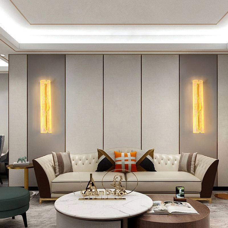 Modern Luxury Cylindrical Iron Aluminum Acrylic LED Wall Sconce Lamp For Living Room