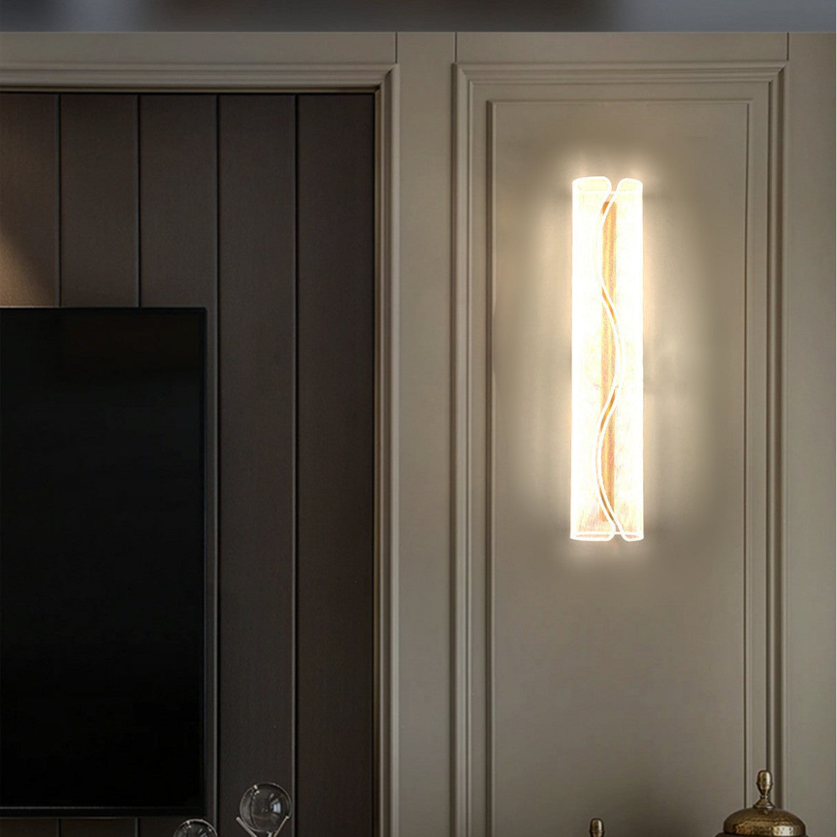Modern Luxury Cylindrical Iron Aluminum Acrylic LED Wall Sconce Lamp For Living Room