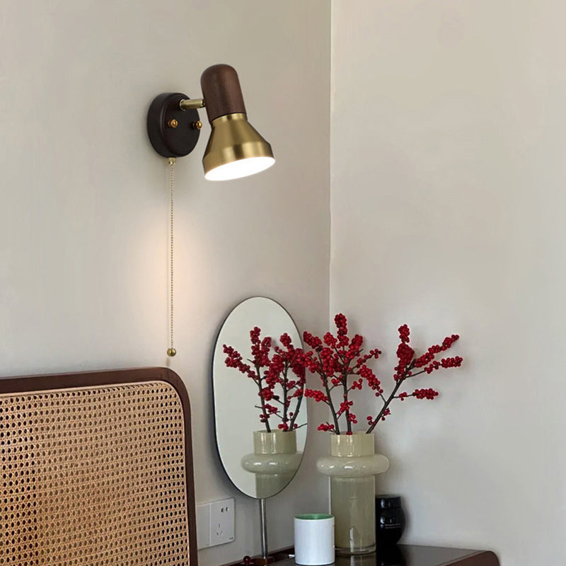 Traditional French Round Horn Shape Hardware 1-Light Wall Sconce Lamp For Bedroom