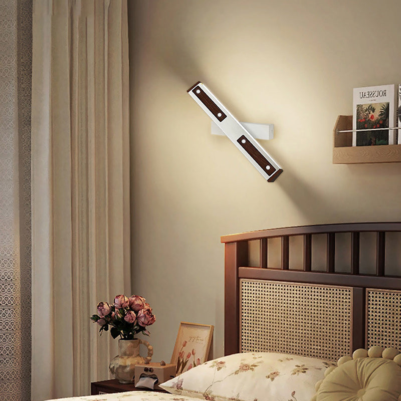 Modern Minimalist Rectangular Aluminum Iron Frame PP Shade LED Wall Sconce Lamp For Living Room
