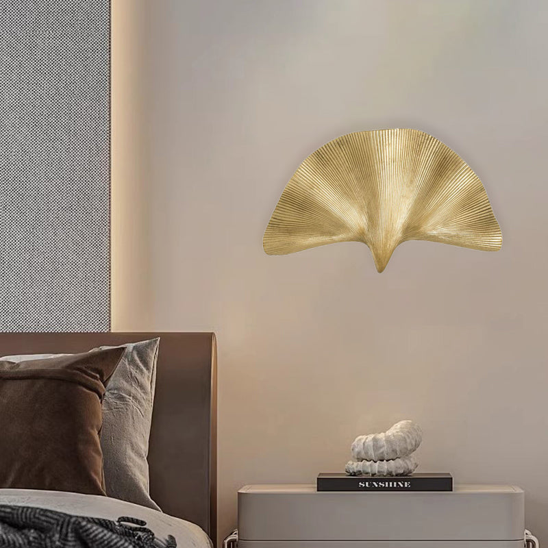 Contemporary Luxury Ginkgo Leaf All Copper 1-Light Wall Sconce Lamp For Living Room