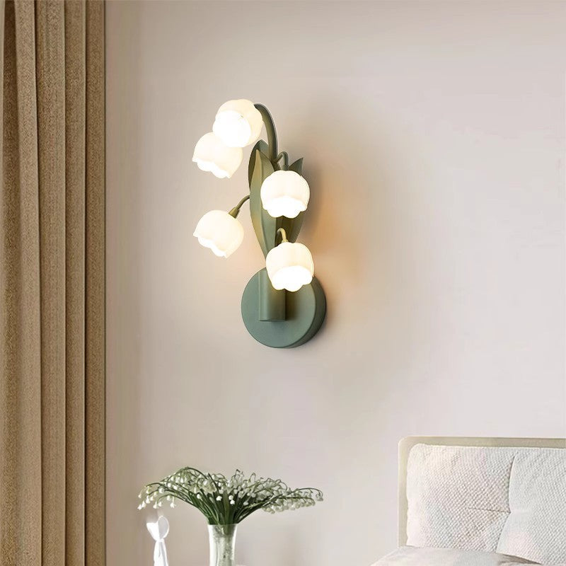 Modern Minimalist Bell Orchid Iron PC Shade 5-Light Wall Sconce Lamp For Living Room