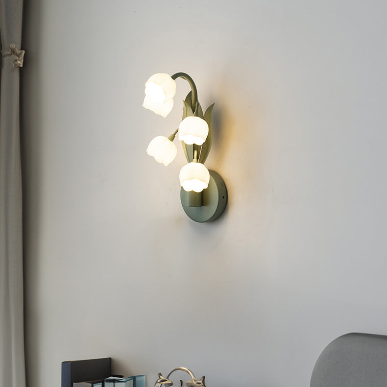Modern Minimalist Bell Orchid Iron PC Shade 5-Light Wall Sconce Lamp For Living Room