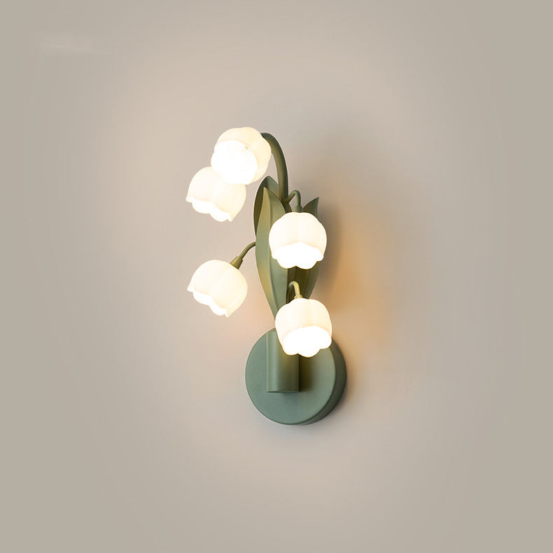 Modern Minimalist Bell Orchid Iron PC Shade 5-Light Wall Sconce Lamp For Living Room