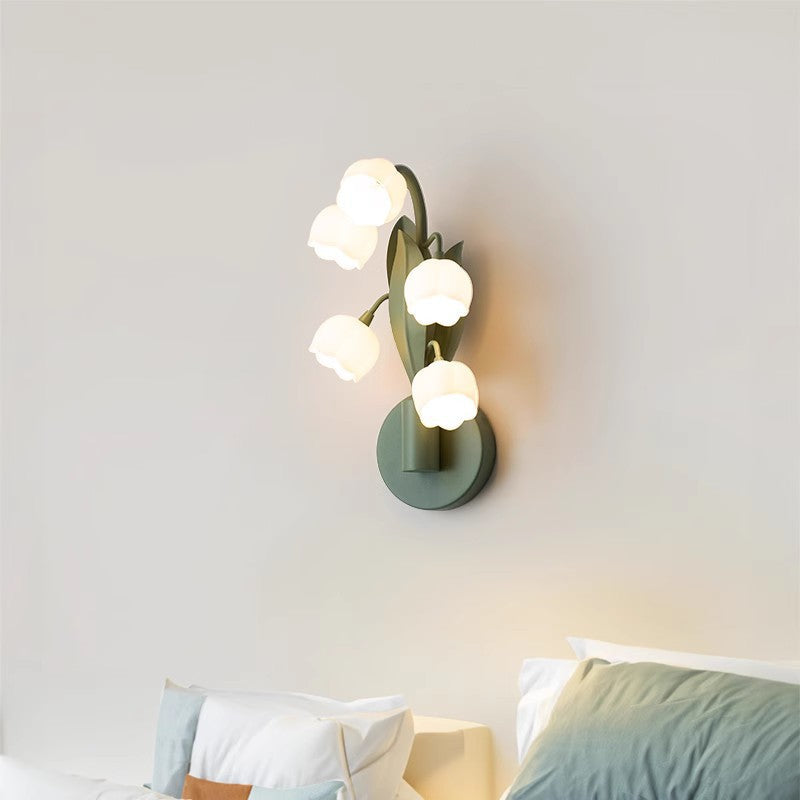 Modern Minimalist Bell Orchid Iron PC Shade 5-Light Wall Sconce Lamp For Living Room