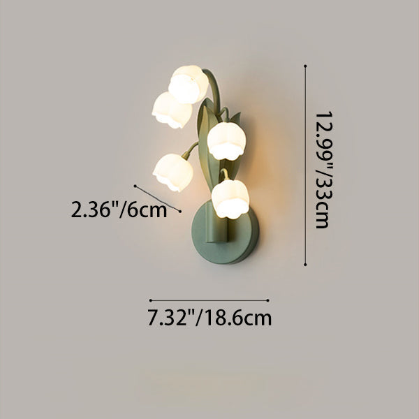 Modern Minimalist Bell Orchid Iron PC Shade 5-Light Wall Sconce Lamp For Living Room