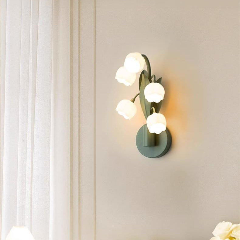 Modern Minimalist Bell Orchid Iron PC Shade 5-Light Wall Sconce Lamp For Living Room