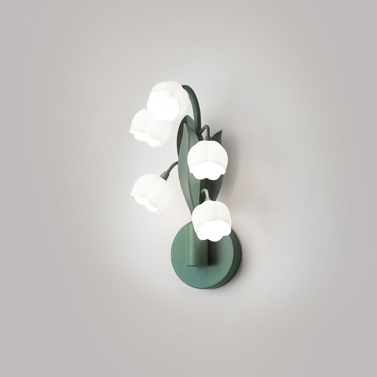 Modern Minimalist Bell Orchid Iron PC Shade 5-Light Wall Sconce Lamp For Living Room