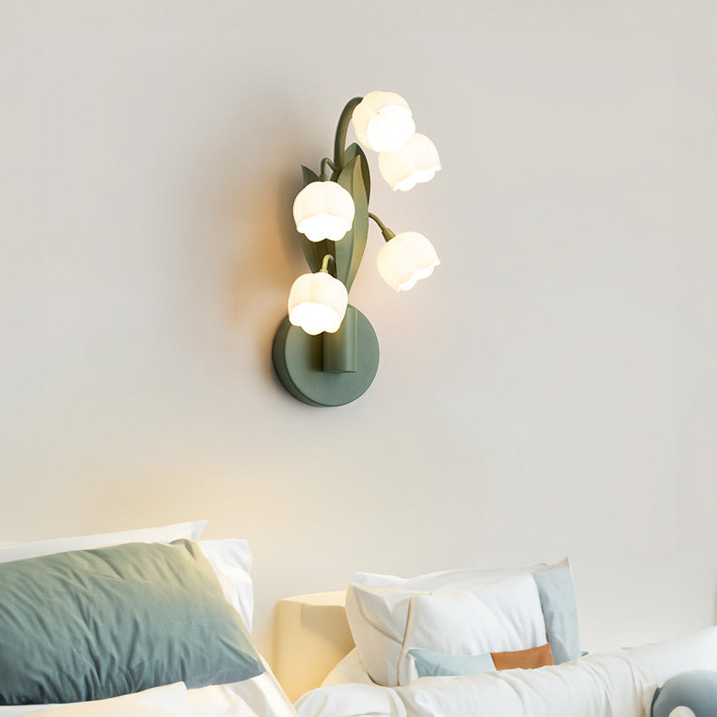 Modern Minimalist Bell Orchid Iron PC Shade 5-Light Wall Sconce Lamp For Living Room