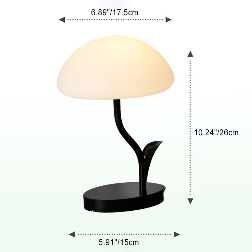 Contemporary Creative Round Mushroom Shape Iron Frame ABS Shade LED Table Lamp For Bedroom