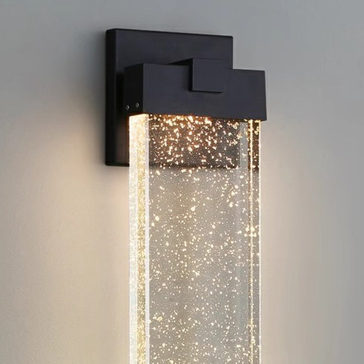 Modern Minimalist Waterproof Rectangle Aluminum Bubble Crystal LED Wall Sconce Lamp For Outdoor Patio