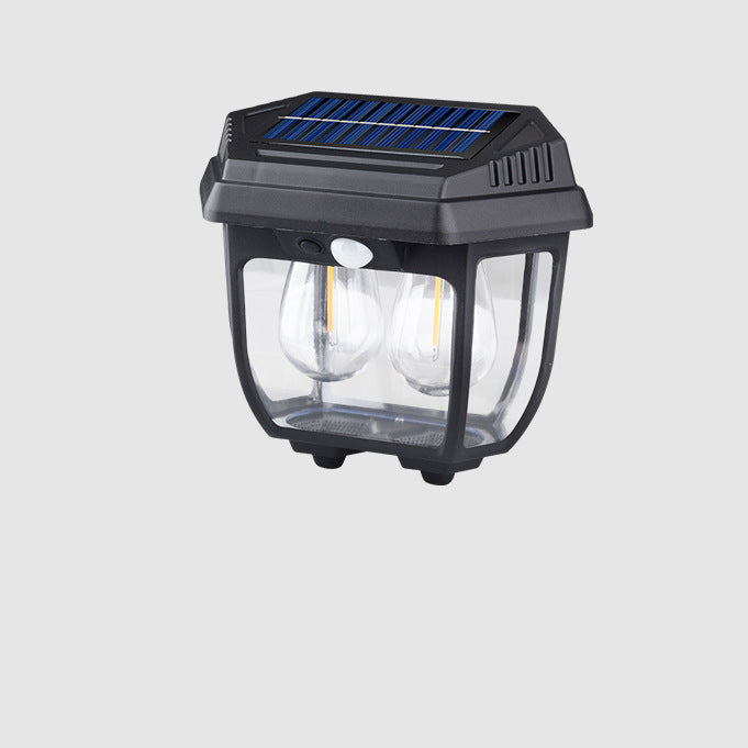 Modern Minimalist Solar Waterproof Rectangular Iron Glass LED Wall Sconce Lamp For Outdoor Patio