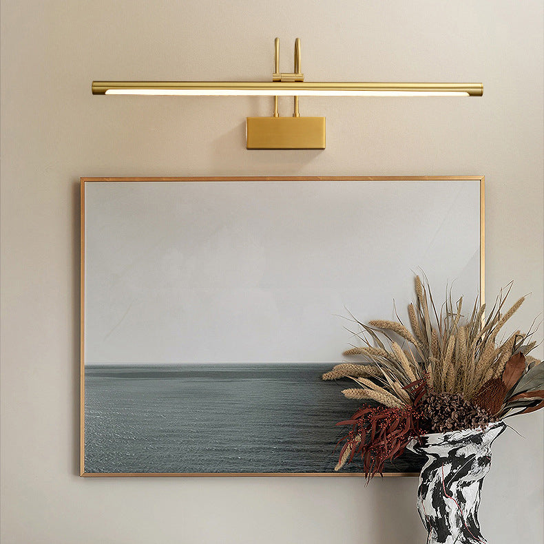 Modern Luxury Curved Pole Cylinder All Brass LED Vanity Light Wall Sconce Lamp For Bathroom
