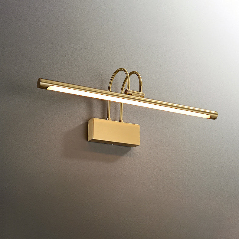 Modern Luxury Curved Pole Cylinder All Brass LED Vanity Light Wall Sconce Lamp For Bathroom