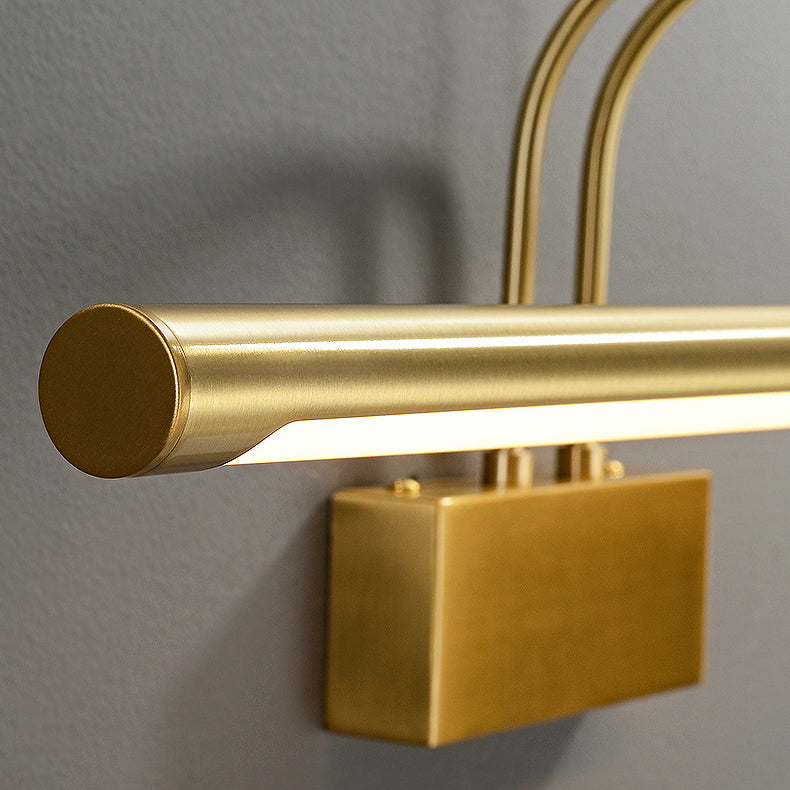 Modern Luxury Curved Pole Cylinder All Brass LED Vanity Light Wall Sconce Lamp For Bathroom
