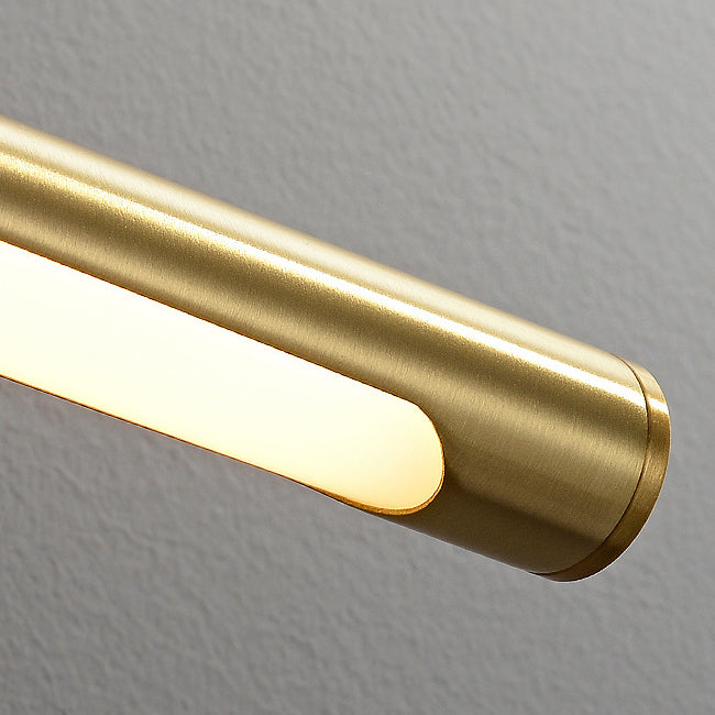 Modern Luxury Curved Pole Cylinder All Brass LED Vanity Light Wall Sconce Lamp For Bathroom