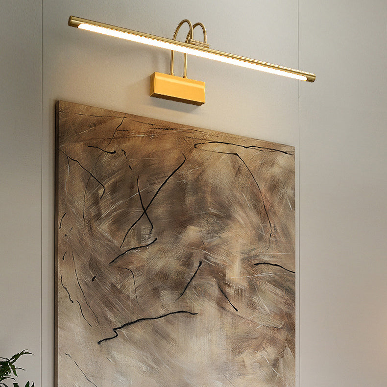 Modern Luxury Curved Pole Cylinder All Brass LED Vanity Light Wall Sconce Lamp For Bathroom