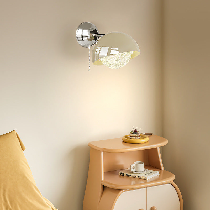 مصباح حائط LED بتصميم قبة نصف دائرية معاصرة إبداعية مصنوعة من الحديد البولي إيثيلين مع ظل القمر لغرفة النوم