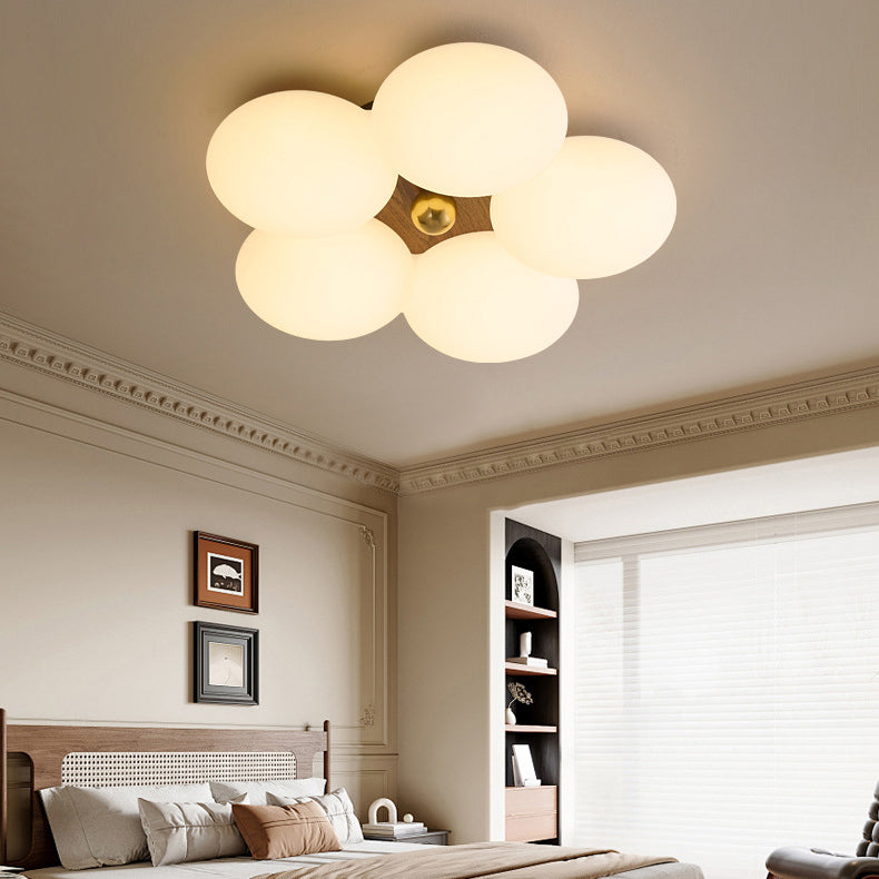 Modern Minimalist Round Floral Iron Plastic LED Flush Mount Ceiling Light For Living Room