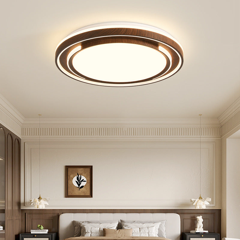 Modern Minimalist Line Round Iron Acrylic Shade LED Flush Mount Ceiling Light For Bedroom