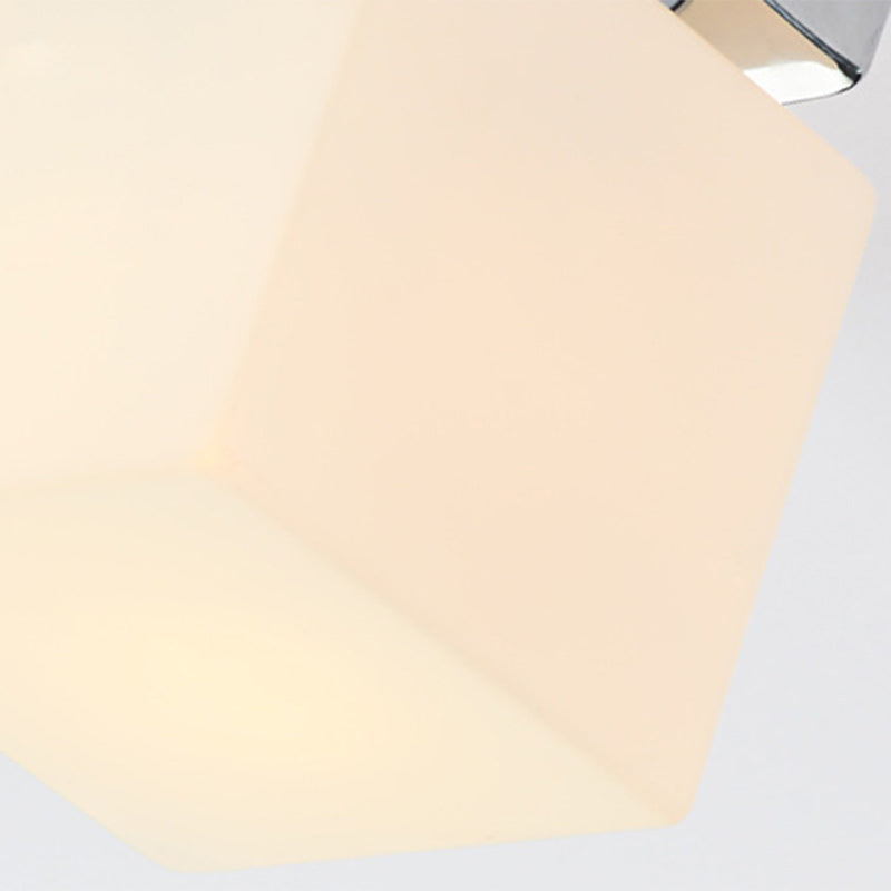 Modern Minimalist Square Metal Base Glass Shade 1-Light Semi-Flush Mount Ceiling Light For Living Room