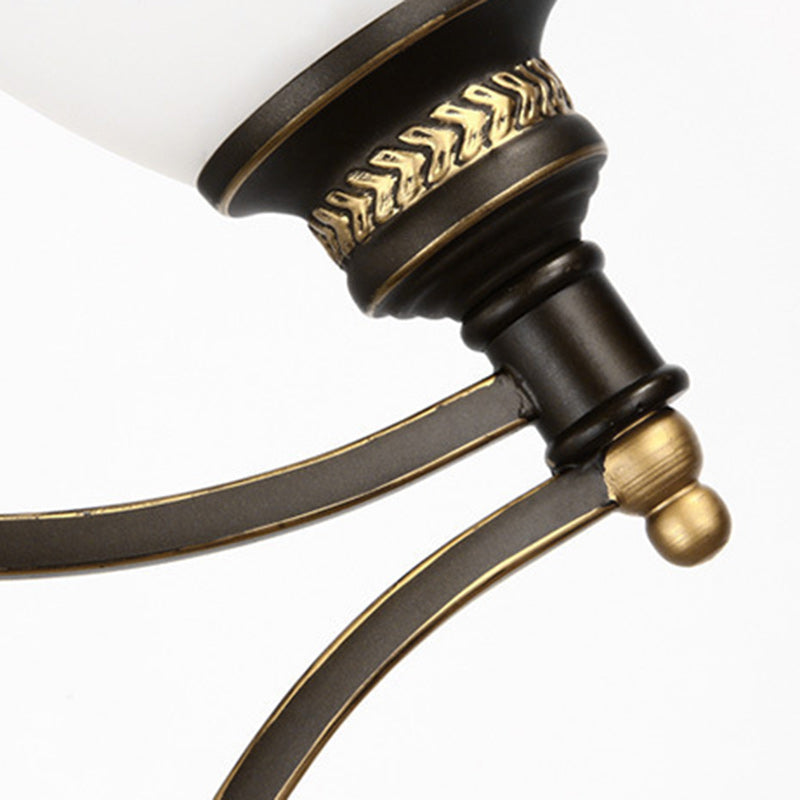 Traditional Rustic Branch Curved Rod Cup Shape Domed Hardware Frame Glass Shade 3/6/8 Light Chandelier For Living Room