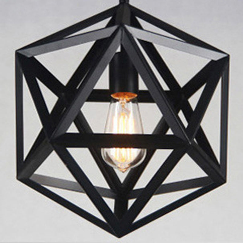 Contemporary Industrial Geometric Polygonal Iron 1-Light Pendant Light For Living Room