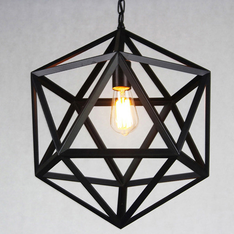 Contemporary Industrial Geometric Polygonal Iron 1-Light Pendant Light For Living Room